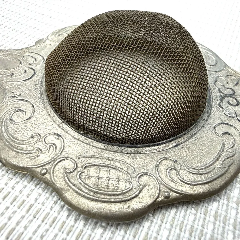 Vintage Silver Plated German Mesh Tea Strainer and Holder